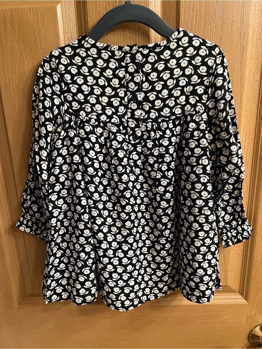 United Color of Benetton Baby Girl Black Floral Ruffle Long-Sleeve Dress